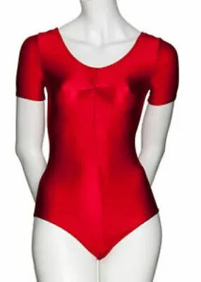 £7.95 • Buy Short Sleeve Black Or Red Lycra Leotard Katz Dance Gym Ballet Ruched Front *NEW*