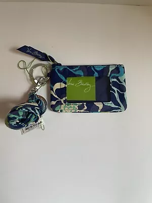 Vera Bradley KATALINA BLUES Zip ID Coin KEY RING Case With Lanyard New With Tags • $13