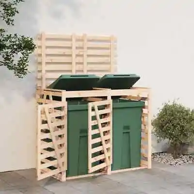 Double Wheelie Bin Storage Outdoor Garden Bin Shed Box Solid Wood Pine VidaXL • $619.99