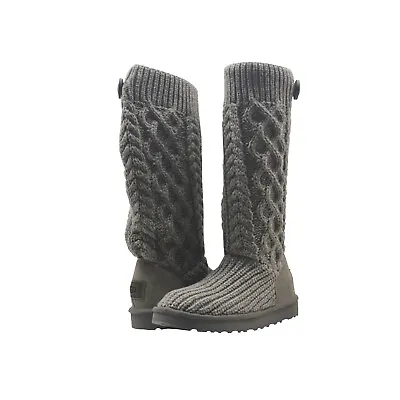 Women's Shoes UGG CLASSIC CARDI CABLED KNIT Boots 1146010 GREY • $115