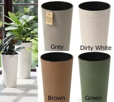 Tall Round Eco Planters With Insert For Outdoor And Indoor Use3 Sizes To Choose • £19.99