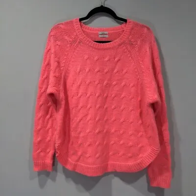Wallace X Madewell Womens Size M Pink Mohair Wool Cable Knit Sweater Tulip Hem • $17.42