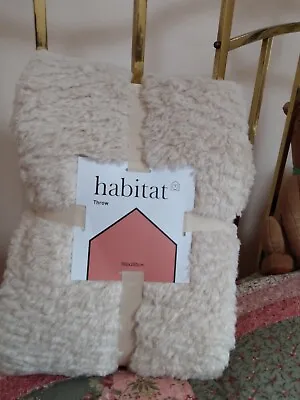 Habitat Heavy Shearling Thick Blanket Soft Warm Sofa Bed Throw Cream X 150 X 200 • £29