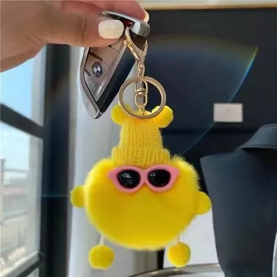 Yellow Yellow Cute Rabbit Hair Mini Bag Pendant Key Ring Soft Coal • $1.61