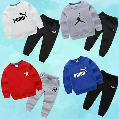 Boys Girls 2pcs Tracksuit Fashion Trouser Kids Sports Hoodie Suit Cotton Set2023 • £15.99