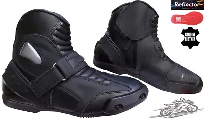 Real Leather High Tech Mens Short Motorbike Motorcycle Racing Sports Shoes Boots • $62.16