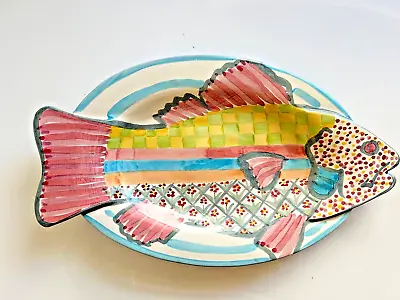 MacKenzie Childs Vintage Dinner Platter Wall Decor Fish Story • $119