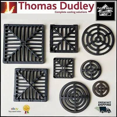 £16.61 • Buy Square Dish Round Cast Iron Gully Grid Grate Heavy Duty Drain Cover Black Finish