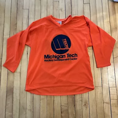 Michigan Tech Huskies Hockey Orange Practice Jersey Mens Size YXL # 21 • $25