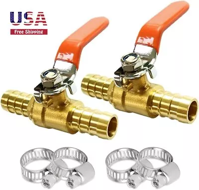 Brass Ball Valve Mini Shut Off Switch 5/16 X5/16  Hose Barb Tubing Fitting 2pcs • $16.99