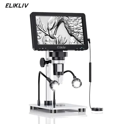 Elikliv 1200X Digital Microscope HD Camera  7  LCD 1080p Coin Magnifier Used • $39.99