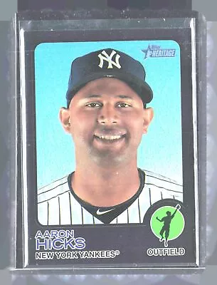 2022 Topps Heritage #715 Aaron Hicks Chrome Black Border Refractor #/73 • $5