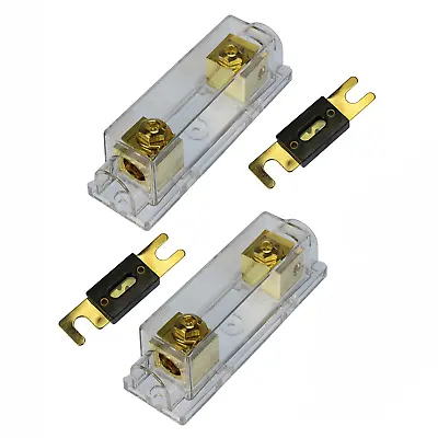 VOODOO (2 Pack) - Gold ANL Fuse Holder 2/0 Or 1/0 0 Gauge (125 Amp Fuse) • $17.99