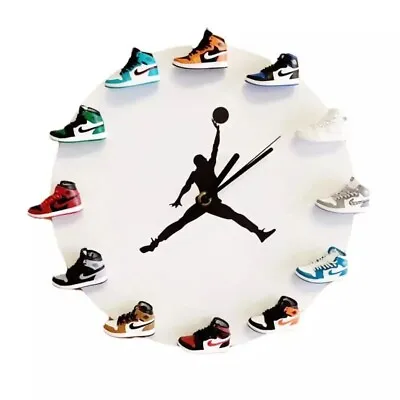 Jordan Wall Clock Mini 3D Sneakers AJ Air Watch Magnet White • $74