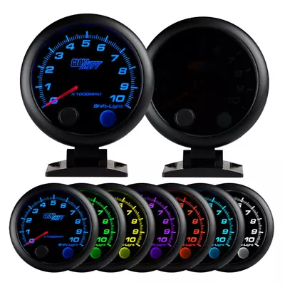 GlowShift Tinted 7 Color LED 3.75 Inch Tacho Tachometer Gauge W Shift Light • $82.99