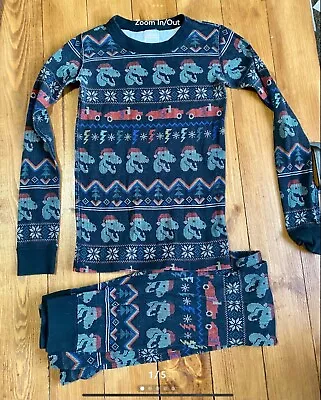 Hanna Andersson Black Digital Dinosaurs Fair Isle Pajamas 130/US 89 • $19