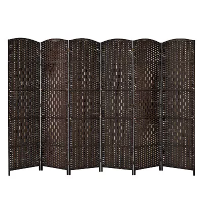 Costway 6-Panel Room Divider 6 Ft Weave Fiber Foldable Privacy Living Room Brown • $99.49