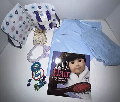 American Girl Doll Spa Lot Bathrobe Drape Clips Doll Hair Book Rollers Binder • $29.95