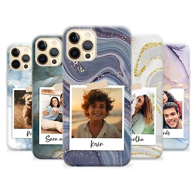 Personalised Phone Case Marble Photo Silicone IPhone 15 13 SE 14 12 11 7 Cover • £7.49