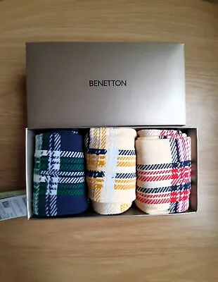 UNITED COLORS OF BENETTON Pack Of 3 Mens Tartan Socks - One Size • £19.50