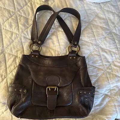 Women's Clarks England Brown Leather Shoulder Handbag/purse Metal Accents • $44.95