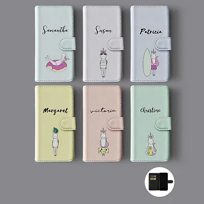 Unicorn Magic Summer Personalised Initials Leather Wallet Phone Case For Iphone • £9.99