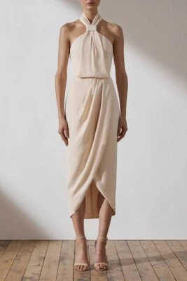 $30 • Buy Shona Joy Knot Draped Dress Nude Size 14 Bridesmaid Cocktail Party Dress