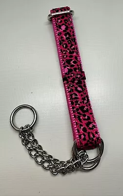 Martingale Half Check Stainless Steel Choke Chain Dog Collar PINK  Animal Print • £7.15