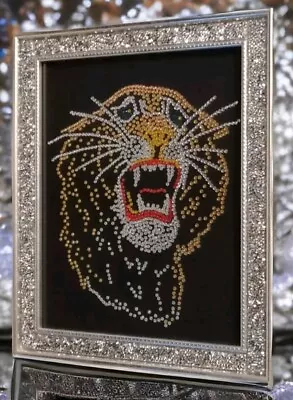 3D Bling Effect Tiger In Bling Sparkle  Frame Picture Diamonte Rhinestones  • £19.99