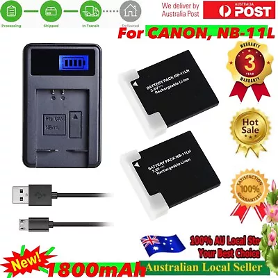 2x NB11LH NB-11L Battery + LCD Charger For Canon Digital IXUS 175 180 185 190 AU • $35.30