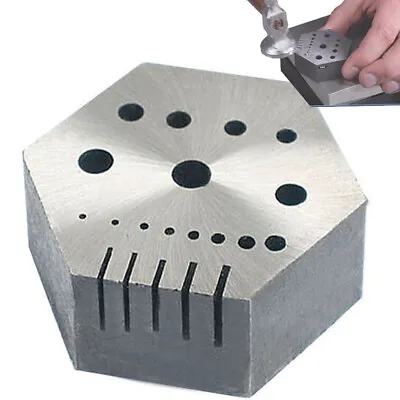 Hexagonal Riveting Anvil Jeweler Multi-Functional Bench Hex Steel Block Drilling • $14.98