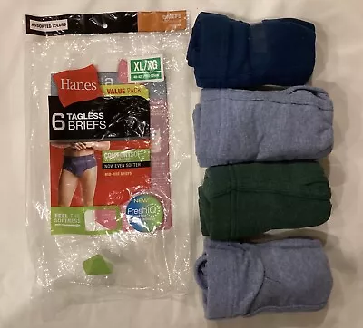 Hanes Briefs Tagless 4 Pair Comfort Soft  Mid-Rise 3 Blue 1 Green XL 40”-42” • $12.95