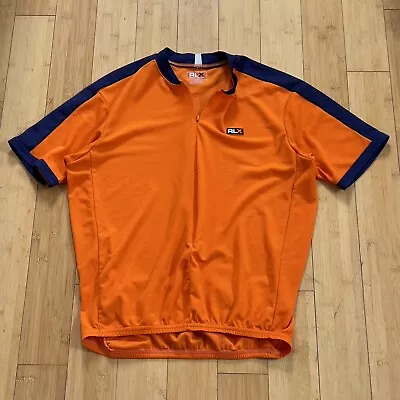 RLX Polo Sport Cycling Jersey Mens Large Orange High Visibility Polyester Pocket • $14.95