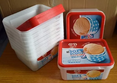 10 X Ice Cream Tubs With Lids Storage DIY Crafting Food Pet Food • £10