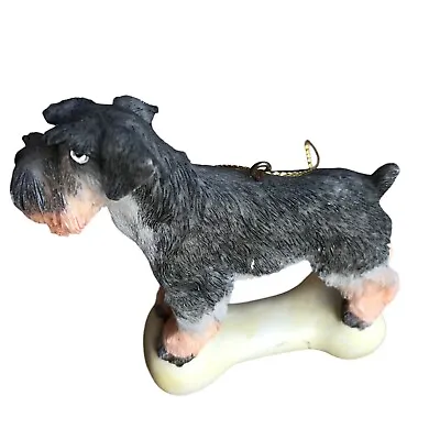 Miniature Schnauzer Standing On Bone Christmas Ornament Puppy Resin 3.5 “ / 3” • $9.99