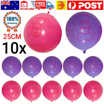 10pcs 25cm Penis Latex Balloons Hens Party Night Bachelorette Celebration Decor • $3.15
