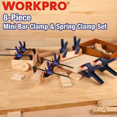 WORKPRO 8PCS Clamp Set 4-pack 4 Spring Clamps  4-1/2  Light-Duty Mini Bar Clamps • $35.99