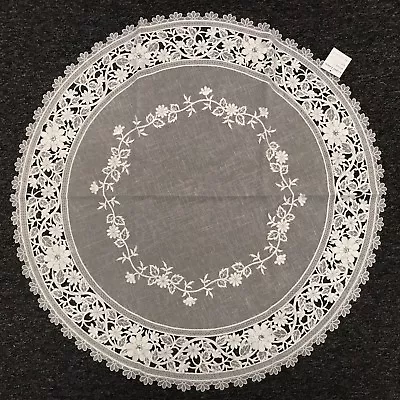 33  Round Wedding Bridal White Silver Rhine Stone Embroidery Organza Tablecloth • $18