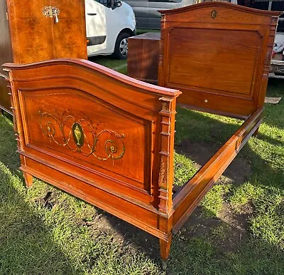 Late Victorian/Early Edwardian Satin Walnut Bed • £295