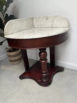 Antique Mahogany & Marble Top Corner Vanity Washstand • £295