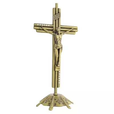 Crucifix Catholic 12 Inch Metal Crucifix Wall Cross Stand Hanging Or Tabletop... • $30.17