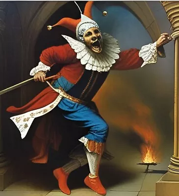 Medieval Jester On Fire Wall Art  • £2.50