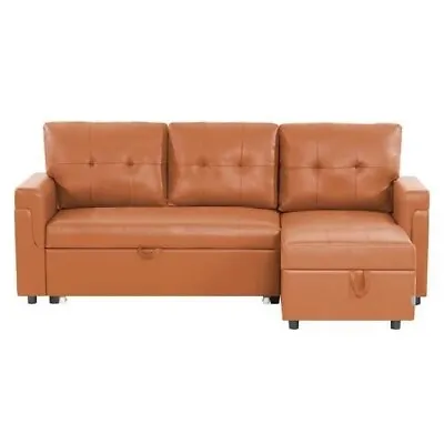 78in Caramel Faux Leather L-shaped Sectional Sofa • $418.99