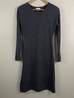 Garnet Hill Women Size XS Gray Long Sleeve 100% Merino Wool Sweater Knit Dress • $20