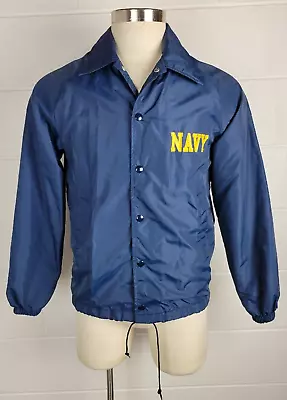 Vintage Champion US Navy Nylon Windbreaker Jacket Blue USA Small • $75