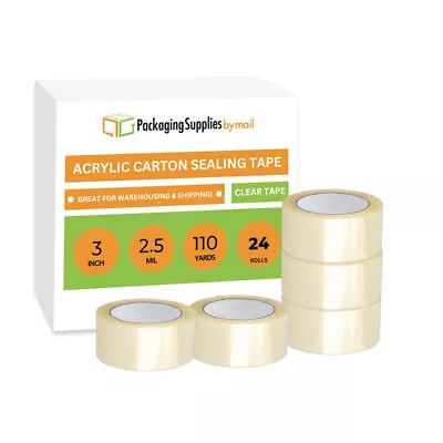 24 Pcs Clear Carton Sealing Tape 3 X 110 Yards (330 Ft) 2.5 Mil Packing Box Tape • $65.37