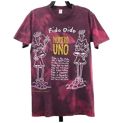 FIDO DIDO Numero Uno VTG 1985 Fido Dido Inc 7up Mascot Tie Dye Graphic Tee - S • £49.99