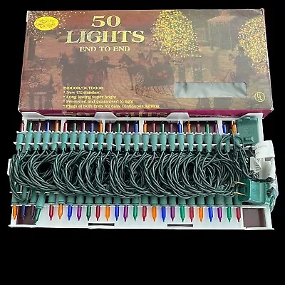 Christmas Lights Holiday Highlights 50 Colored Lights End To End WORKS 1990s NIP • $18