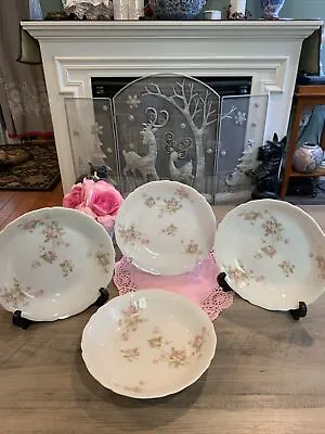 Antique Set Of 4 Leonard Vienna Austria Porcelain 7.5” Soup Bowls Pink Floral • $49.99