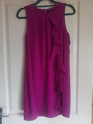 Oasis Dress. Magenta Size 12. Lined With Ruffle Design. Good Condition • £2.99